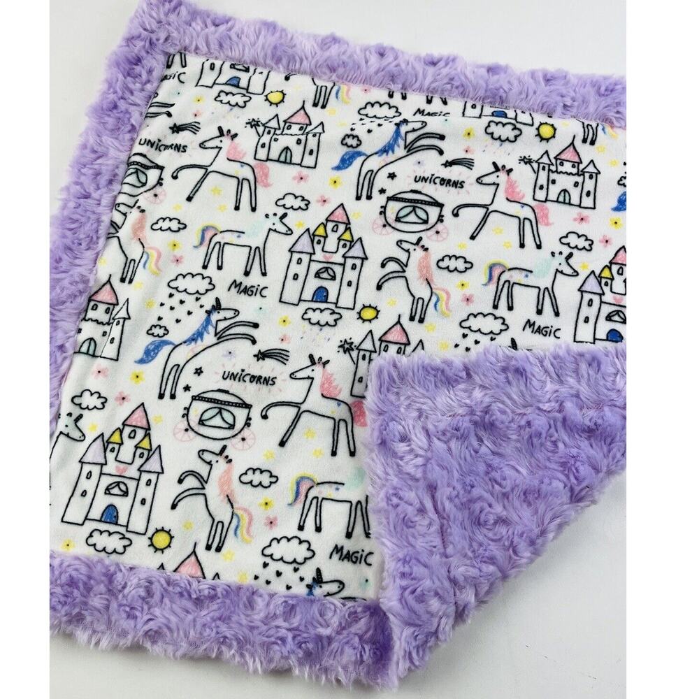 Purple Unicorn Castles Magic Lovey Security Baby Blanket Infant Soft 17" LG Plus